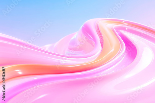 A dynamic abstract background featuring a creative flow of colorful fluid waves in a beautiful pink