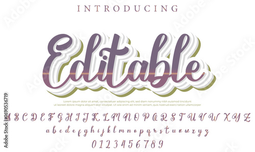 Editable - Elegant 3D Script Font with Handwritten Style for Modern Typography and Branding
