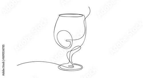 Elegant single line drawing of wine glass for modern minimalist design projects and sophisticated presentations