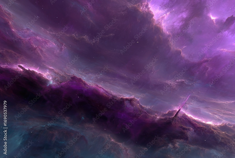 Fototapeta premium Ethereal purple nebulae blend into celestial artwork