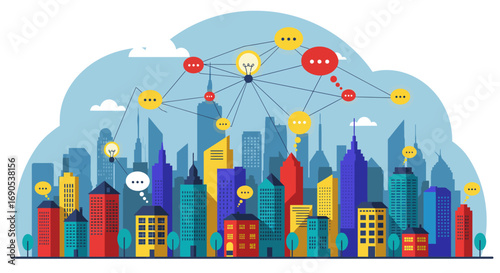 Visionary Urban Planning: Modern Stylized Cityscape for Future Business & Tech Innovation