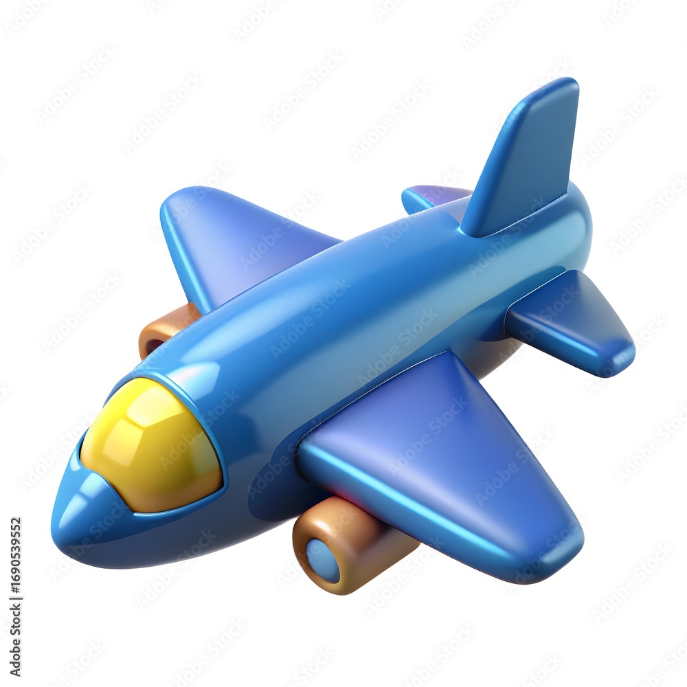 Naklejka premium Adventures in the Sky A Blue Toy Airplane Soars High