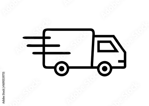 Fast shipping delivery truck flat icon for apps and websites	