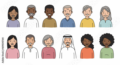 Diverse group of smiling people headshots
