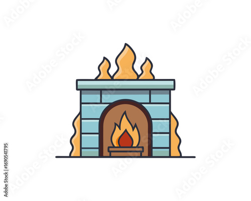 Winter Fireplace with Fire Vector illustration design