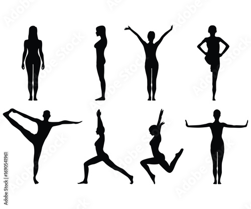 Collection of silhouettes human body woman and man vector illustration 