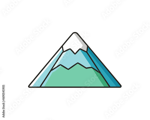 Snow Covered Mountain Flat Vector illustration design