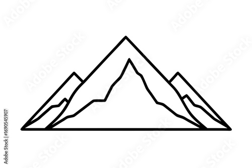line art Snow Covered Mountain Flat silhouette Vector illustration design