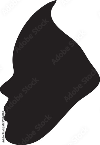 Black vector illustration of human heads in profile, a diverse family of silhouettes