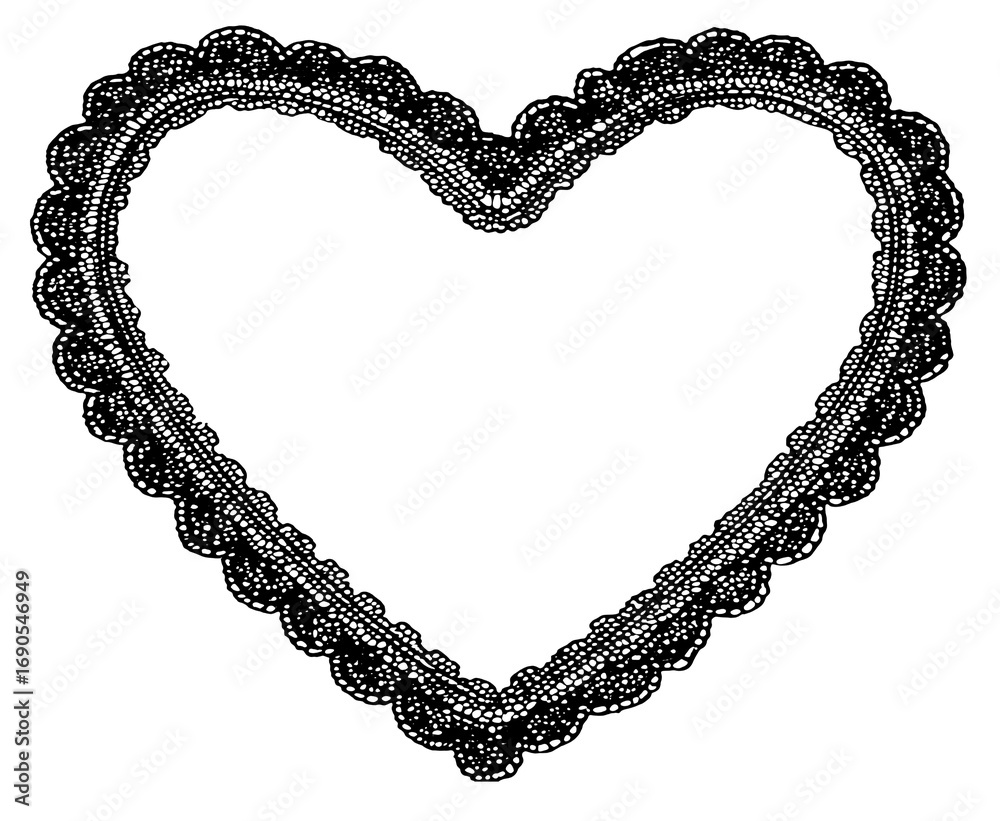 Obraz premium Lace Heart Frame Illustration, Vintage Romantic Border