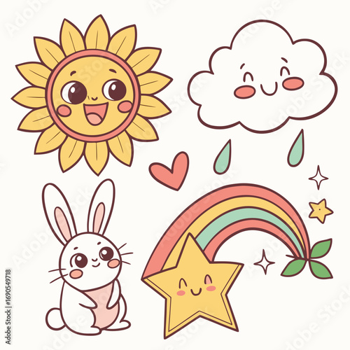 set of funny animals