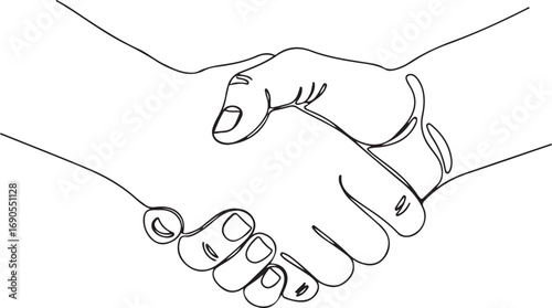 Continuous Line Drawing of a Handshake vector illustration