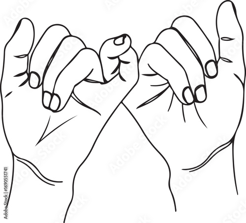Pinky Swear Hand Gesture Line Art promise agreement