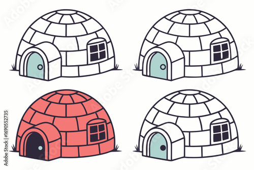 set of Igloo Flat silhouette Vector illustration design
