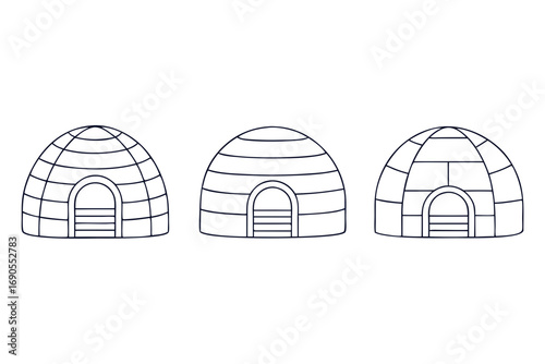 set of line art  Igloo Flat silhouette Vector illustration design