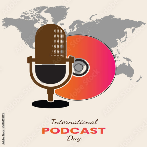 International Podcast Day with stylish headphones and the whole world listening