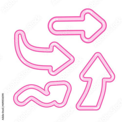 Cute Pink Arrow, Kawaii Glossy Arrow Sign