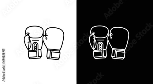 Bold boxing gloves line art for fitness, sport, and training visuals