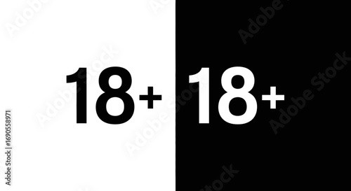 Eighteen plus age restriction concept over black and white background