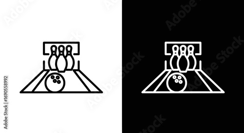Modern bowling icon design, symbolizing fun, leisure, and a classic pastime