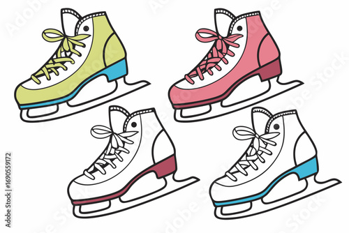 Ice Skating Shoes Flat silhouette Vector illustration design