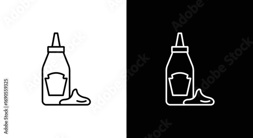 Spicy ketchup bottle outline icon for restaurant menu and food projects