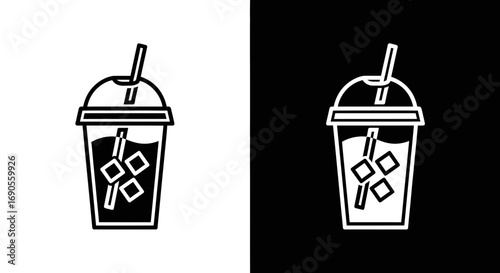 Refreshing iced drink icon, perfect for summer menus and beverage ads