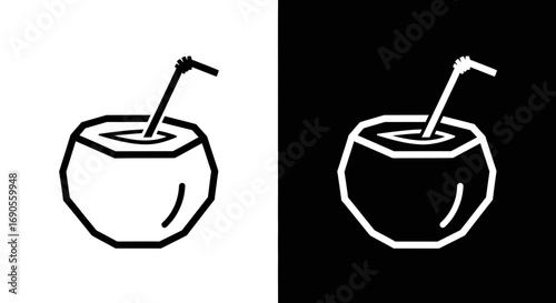 Refreshing coconut water icon for tropical vacations and summer branding