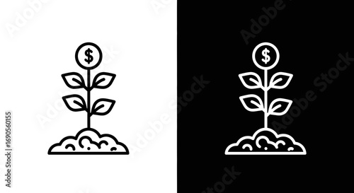 Money tree growing, financial success and investment opportunities icon
