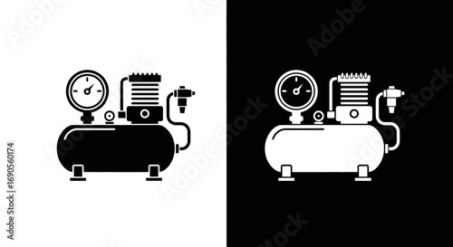 Modern industrial air compressor icon for equipment maintenance service