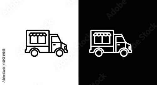 Modern food truck icon graphic for branding, menu design and advertising