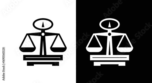 Balance scales graphic conveys justice or equilibrium in sleek monochrome