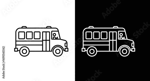 School bus icon for education projects, student transport and safety needs