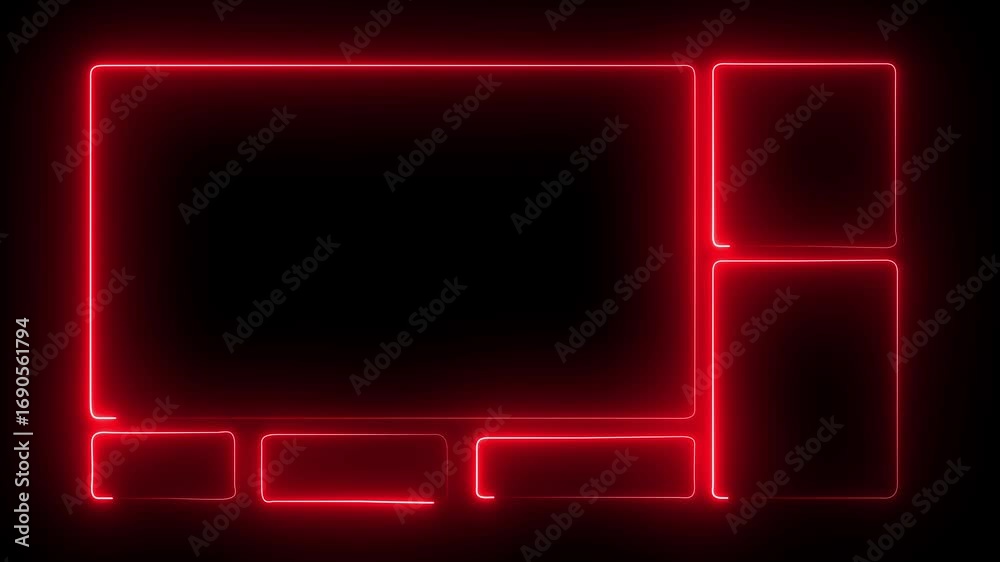 Futuristic technology digital Glowing neon Intermission Stream Overlay Animation. Neon Sign looping face cam and chat for live streaming. 4k animation.