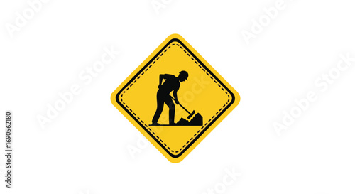 Attention construction work ahead symbol in vibrant yellow for safety and roadwork awareness campaigns