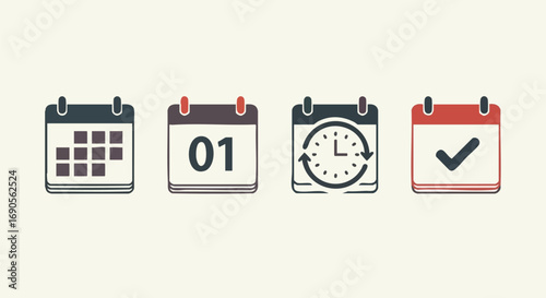 Plan ahead and stay organized with these versatile calendar icons for projects and events