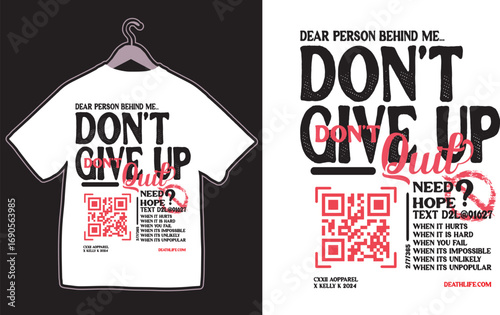  Don't Give Up  Streetwear Typography T-shirt Design