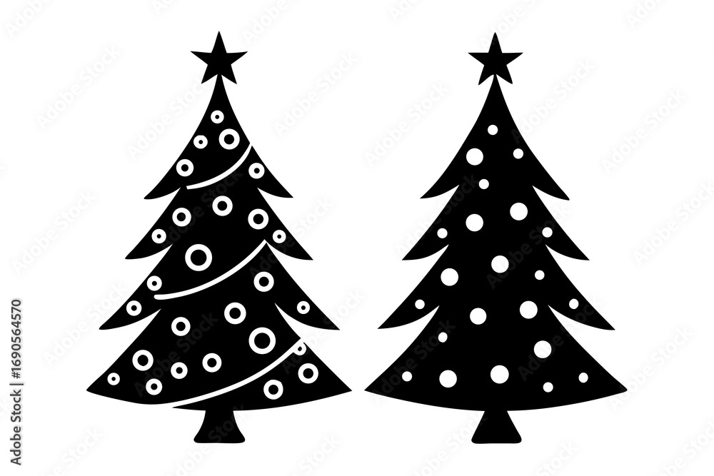 Obraz premium Christmas Tree Flat silhouette Vector illustration design