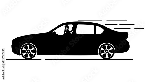 Distracted Driving synbol, black isolated silhouette