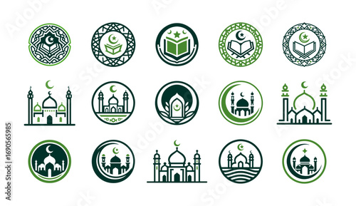 15 Quran and Mosque Logo Set Islamic Religious Symbol Collection