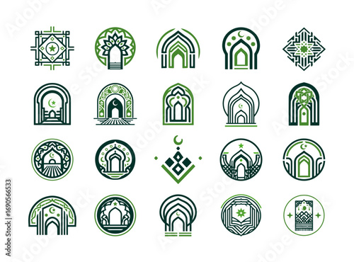 20 Islamic Ornament Logo Set Traditional Decorative Pattern Collection