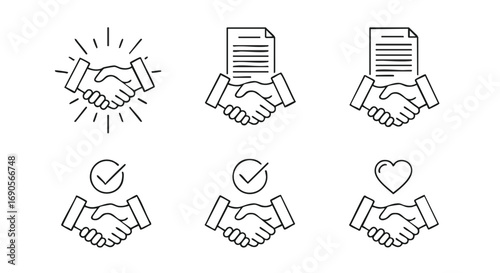 Sealed deal with trust and partnership icons for business collaboration and successful agreement concepts