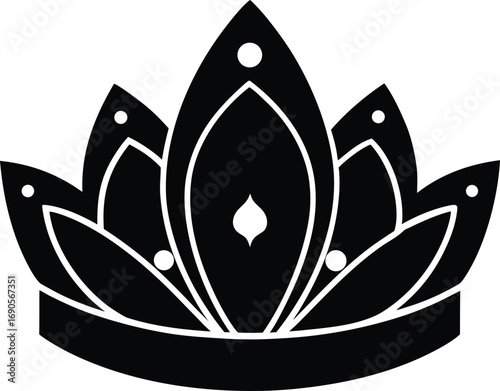 Black and white leaf crown of thorns icon design for a natural concept logo