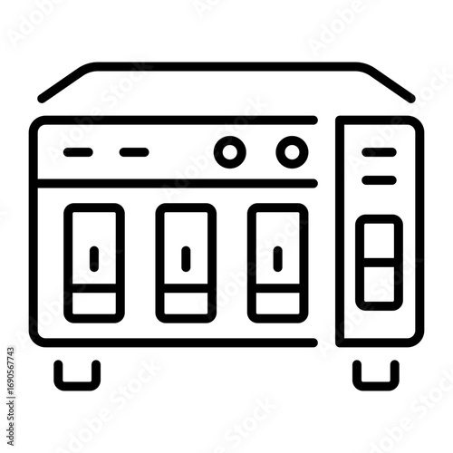 A line style icon depicting a raid storage