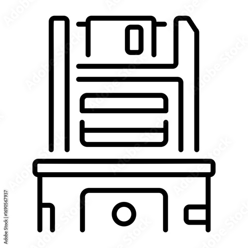 A line style icon representing a floppy disk