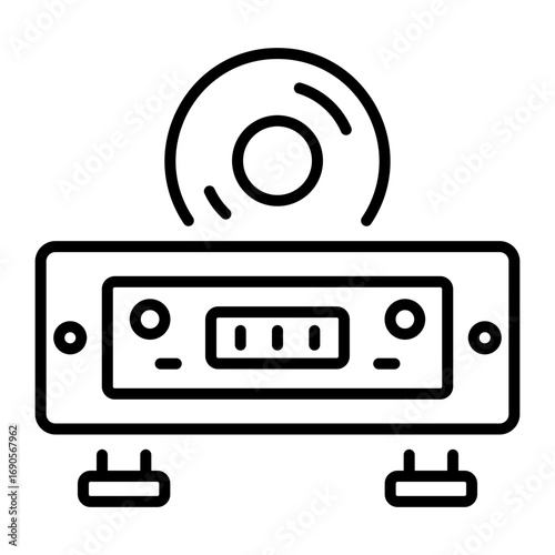 A line style icon showing a cd player