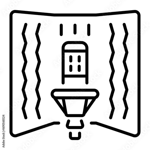 A linear icon depicting an isolation shield