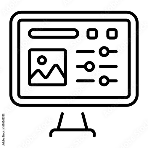 A linear icon showing a grading panel