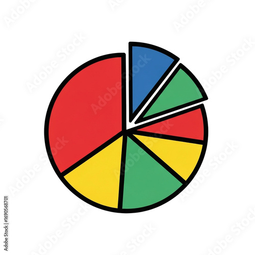 Free Download Illustration of colorful pie chart icon isolated on transparent background for data visualization - GFXLoad