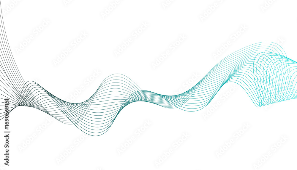 Fototapeta premium Wave lines smooth flowing gradient line isolated on transparent background. lines concept technology, digital, science, music, banner sign.